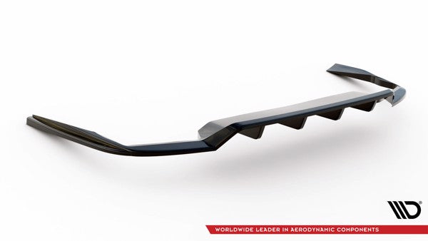 Maxton Central Rear Splitter (With Vertical Bars) Volvo V90 R-Design Mk2 - Gloss Black