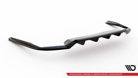 Maxton Central Rear Splitter (With Vertical Bars) Volvo V90 R-Design Mk2 - Gloss Black