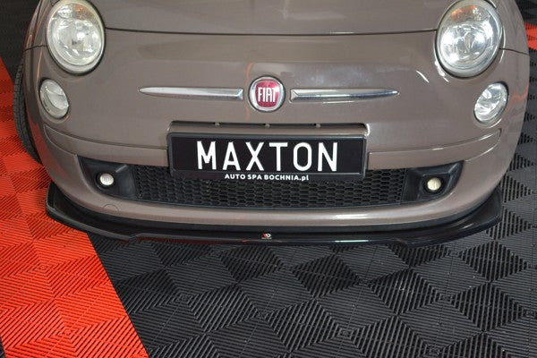 Maxton Front Splitter V.2 Fiat 500 Hatchback Preface - Gloss Black