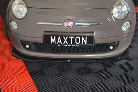 Maxton Front Splitter V.2 Fiat 500 Hatchback Preface - Gloss Black
