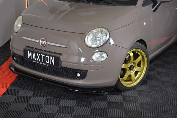 Maxton Front Splitter V.2 Fiat 500 Hatchback Preface - Gloss Black