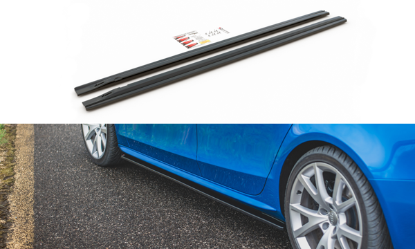 Maxton Side Skirts Diffusers Audi S4 / A4 / A4 S-Line B8 / B8 Fl - Gloss Black