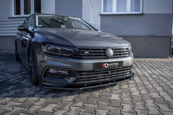 Maxton Front Splitter V.1 Volkswagen Passat R-Line B8 - Gloss Black
