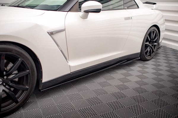 Maxton Side Skirts Diffusers Nissan Gtr R35 Facelift - Gloss Black