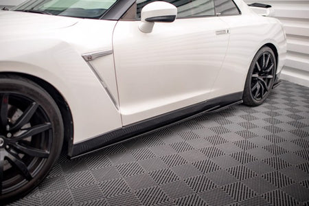 Maxton Side Skirts Diffusers Nissan Gtr R35 Facelift - Gloss Black