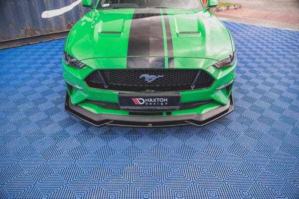 Maxton Front Splitter + Flaps V.1 Ford Mustang Gt Mk6 Facelift - Gloss Black