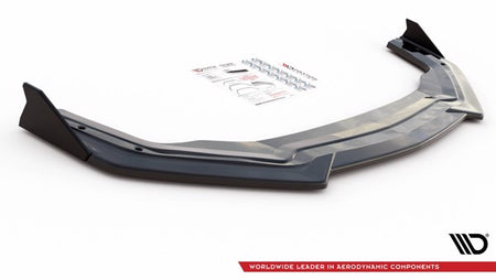Maxton Front Splitter + Flaps V.1 Ford Mustang Gt Mk6 Facelift - Gloss Black