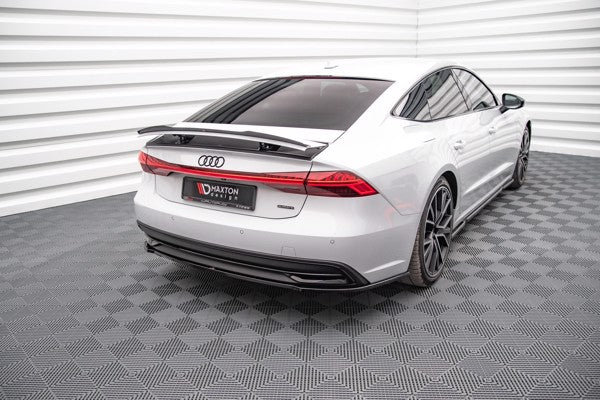 Maxton Central Rear Splitter For Audi A7 C8 - Gloss Black