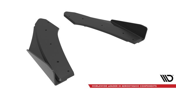Maxton Street Pro Rear Side Splitters + Flaps Audi S3 Sedan 8Y - Black + Gloss Flaps    