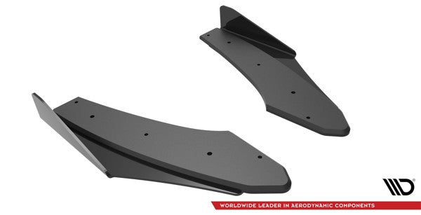 Maxton Street Pro Rear Side Splitters + Flaps Audi S3 Sedan 8Y - Black + Gloss Flaps    
