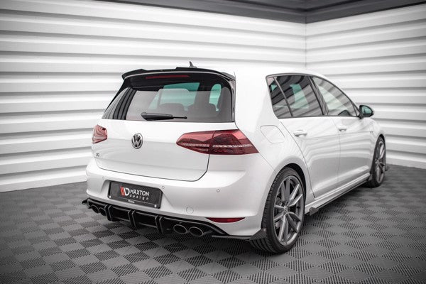 Maxton Street Pro Rear Side Splitters + Flaps Volkswagen Golf R Mk7 - Black + Gloss Flaps    