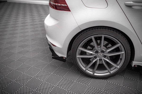 Maxton Street Pro Rear Side Splitters + Flaps Volkswagen Golf R Mk7 - Black + Gloss Flaps    