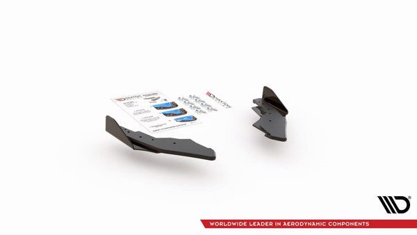Maxton Racing Durability Rear Side Splitters + Flaps Volkswagen Golf 8 Gti - Black + Gloss Flaps    