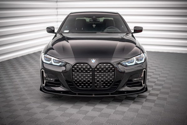 Maxton Street Pro Front Splitter + Flaps BMW 4 M-Pack G22 - Black + Gloss Flaps    