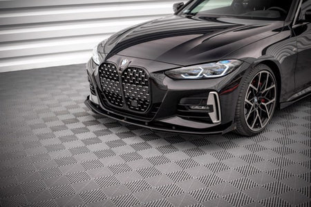 Maxton Street Pro Front Splitter + Flaps BMW 4 M-Pack G22 - Black + Gloss Flaps    
