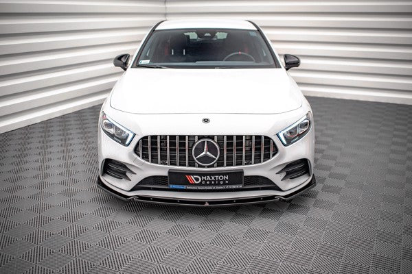 Maxton Front Splitter V.4 Mercedes A35 Amg / Amg-Line W177  - Gloss Black