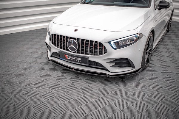 Maxton Front Splitter V.4 Mercedes A35 Amg / Amg-Line W177  - Gloss Black