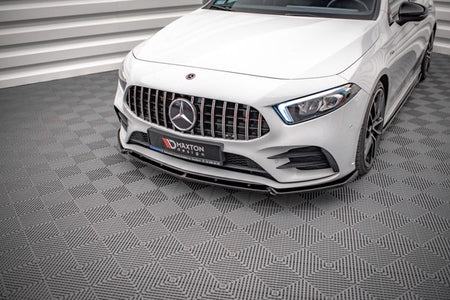 Maxton Front Splitter V.4 Mercedes A35 Amg / Amg-Line W177  - Gloss Black