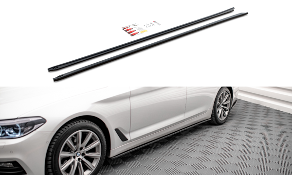 Maxton Side Skirts Diffusers BMW 5 G30 - Gloss Black