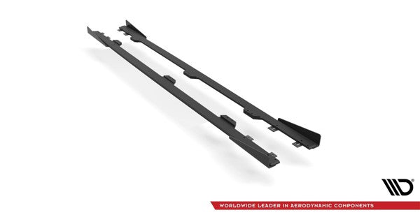 Maxton Street Pro Side Skirts Diffusers + Flaps Bm 4 M-Pack G22 - Black + Gloss Flaps    