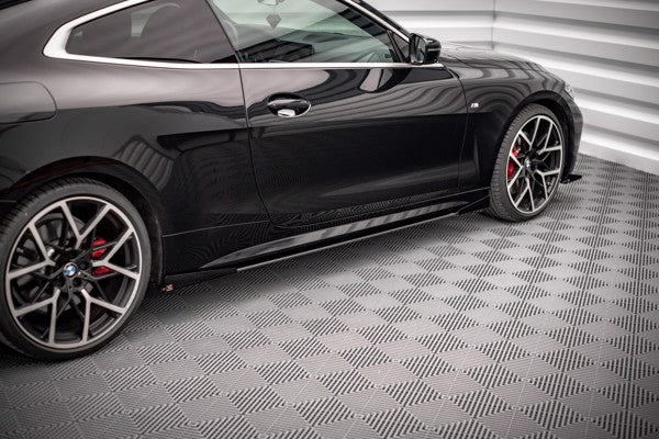 Maxton Street Pro Side Skirts Diffusers + Flaps Bm 4 M-Pack G22 - Black + Gloss Flaps    