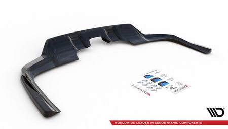 Maxton Central Rear Splitter (With Vertical Bars) Mercedes-Benz Gls Amg-Line X167 - Gloss Black