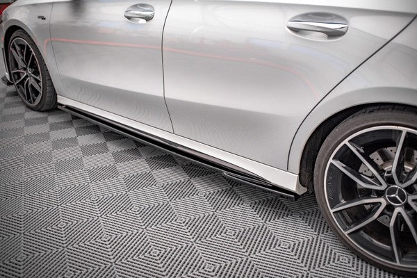 Maxton Side Skirts Diffusers V.2  Mercedes A35 Amg / Amg-Line W177  - Gloss Black