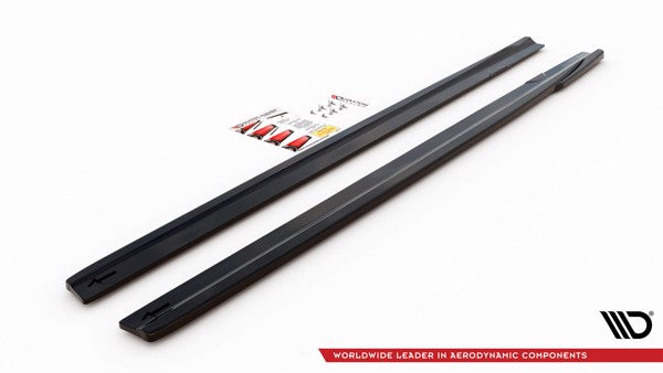 Maxton Side Skirts Diffusers V.2  Mercedes A35 Amg / Amg-Line W177  - Gloss Black