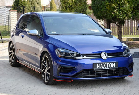 Maxton Front Splitter V.8 VW Golf 7 R / R-Line Facelift - Gloss Black