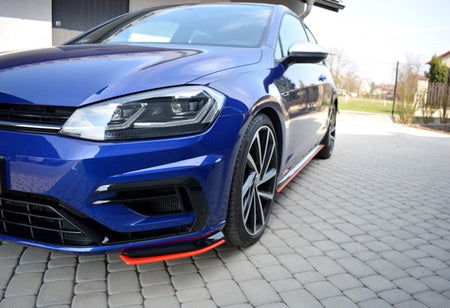 Maxton Front Splitter V.8 VW Golf 7 R / R-Line Facelift - Gloss Black