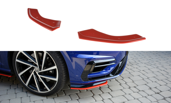 Maxton Front Splitter V.8 VW Golf 7 R / R-Line Facelift - Gloss Black