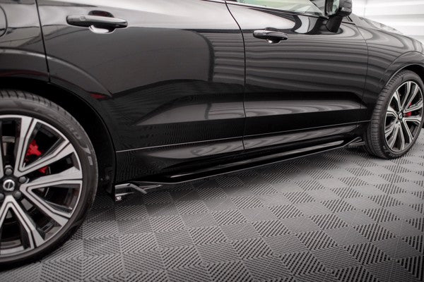 Maxton Side Skirts Diffusers Volvo Xc60 R-Design Mk2 Facelift - Gloss Black