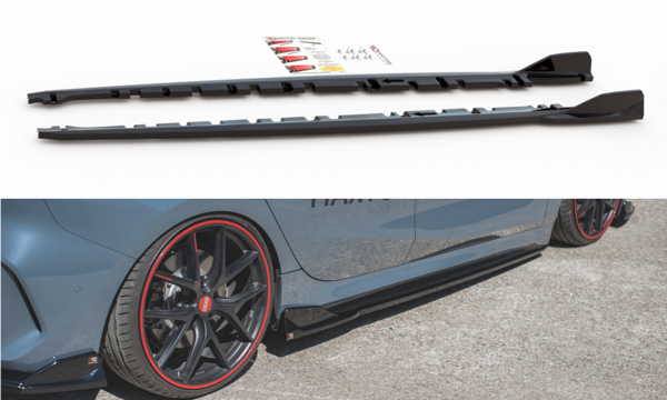 Maxton Side Skirts Diffusers V.3 For BMW 1 F40 M-Pack/ M135I  - Gloss Black