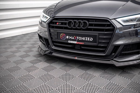 Maxton Front Splitter V.3 Audi S3 / A3 S-Line Sportback 8V Facelift - Gloss Black