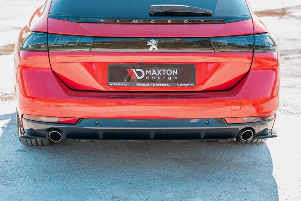 Maxton Central Rear Splitter(Without Vertical Bars) Peugeot 508 Sw Mk2 - Gloss Black