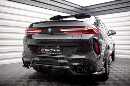Maxton Central Rear Splitter (With Vertical Bars) BMW X6 M F96 - Gloss Black