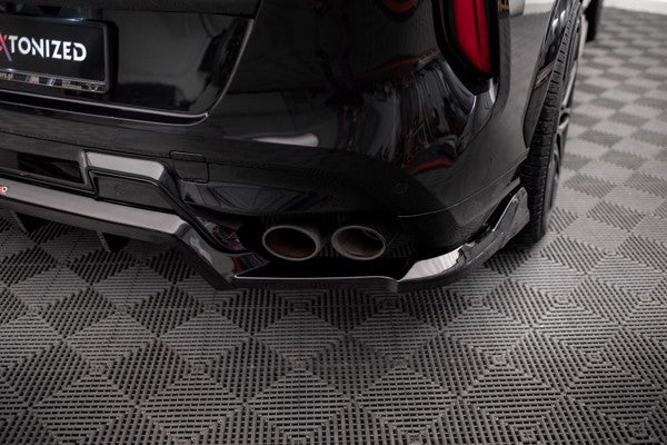 Maxton Central Rear Splitter (With Vertical Bars) BMW X6 M F96 - Gloss Black
