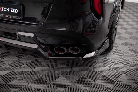 Maxton Central Rear Splitter (With Vertical Bars) BMW X6 M F96 - Gloss Black