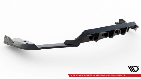 Maxton Central Rear Splitter (With Vertical Bars) BMW X6 M F96 - Gloss Black