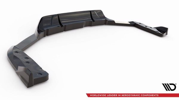 Maxton Central Rear Splitter (With Vertical Bars) BMW X6 M F96 - Gloss Black