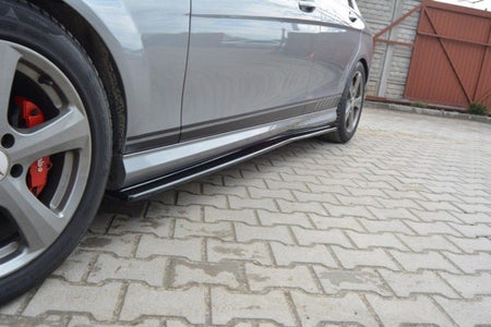 Maxton Side Skirts Diffusers Mercedes C W204 Amg-Line (Preface) - Gloss Black