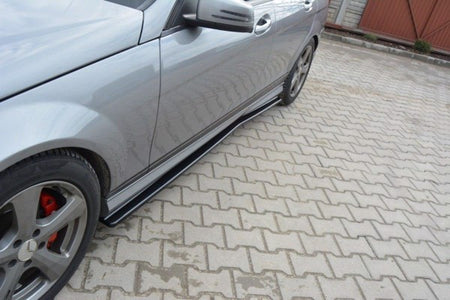 Maxton Side Skirts Diffusers Mercedes C W204 Amg-Line (Preface) - Gloss Black