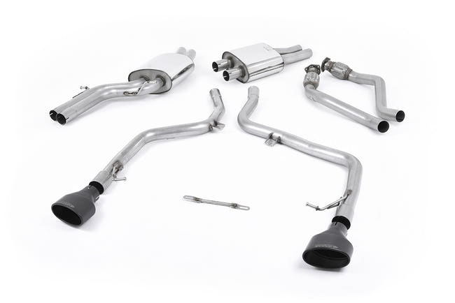 Milltek cat-back udstødning til Audi S4 3.0 Supercharged V6 B8, race, sorte tips