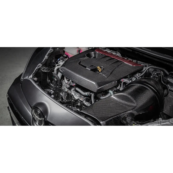 Eventuri carbon indsugningskit med glans til Toyota GR Yaris, inklusive luftfilter og monteringsdele.