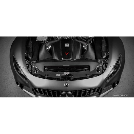 Eventuri Carbon Intake Matte Finish sæt til Mercedes C190/R190 AMG GTR, GTS, GT med kulfiber luftindtag og røde filtre.