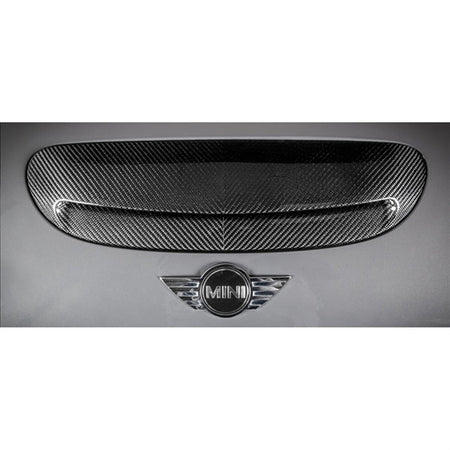 Eventuri sort kulfiber luftindsugningssystem til Mini Cooper S og JCW med rød sportsluftfilter og carbon dele, isoleret på hvid 