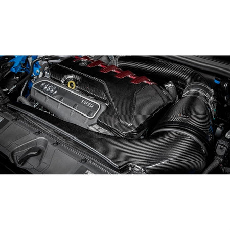 Eventuri Carbon Intake system til Audi RS3 8Y 2020+ og Facelift 2025 med kulfiber rør og rød performance luftfilter