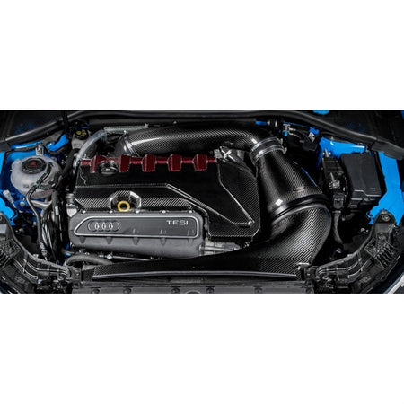 Eventuri Carbon Intake system til Audi RS3 8Y 2020+ og Facelift 2025 med kulfiber rør og rød performance luftfilter