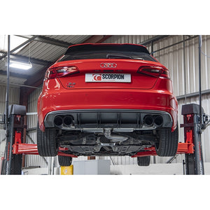 Scorpion Resonated CAT/GPF-Back System Without Valves - Audi S3 - Daytona Ceramic