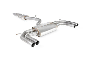 Scorpion GPF-back udstødning til Audi RS3 8Y Saloon – resoneret, OE Fitment, set skråt bagfra